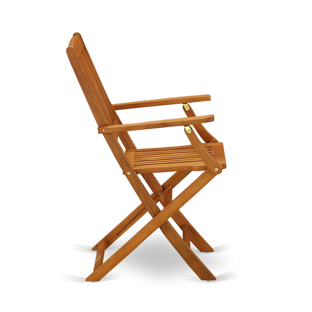 East West Furniture DECM5CANA 5 Piece Patio Dining Set Includes a Rectangle Outdoor Acacia Wood Table and 4 Folding Arm Chairs