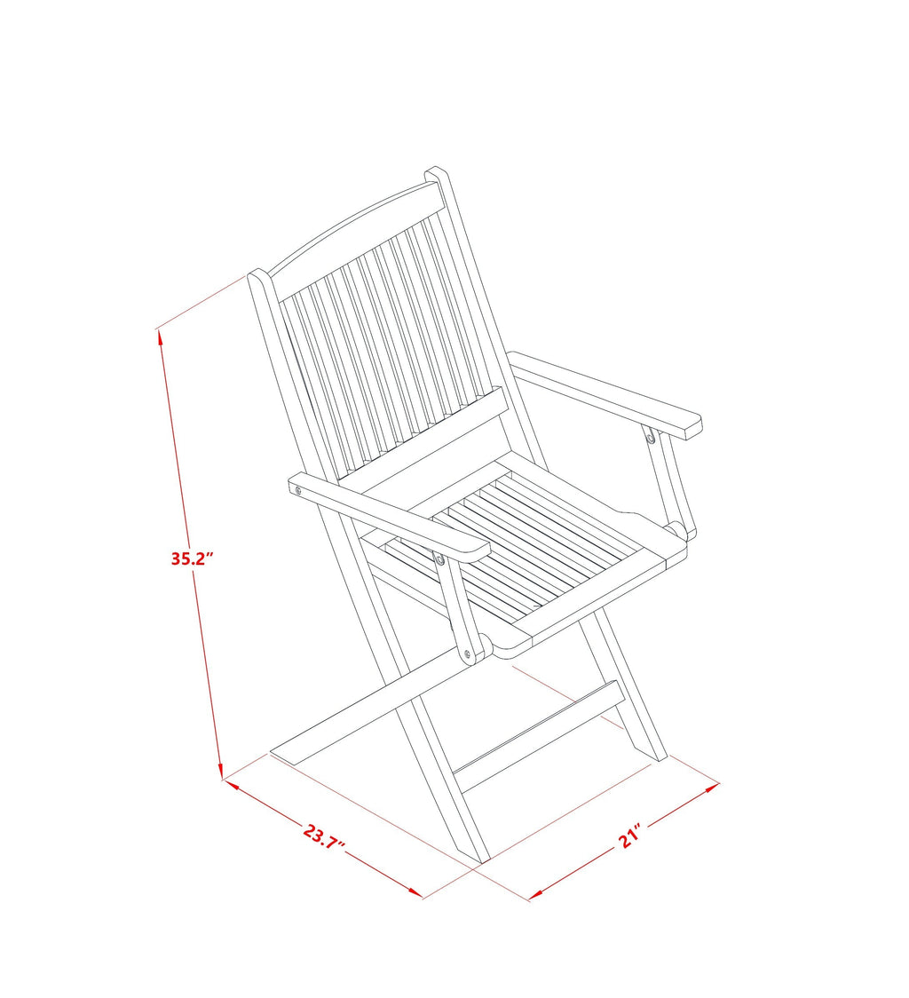 East West Furniture CMCM7CANA 7 Piece Patio Garden Table Set Consist of a Rectangle Outdoor Acacia Wood Dining Table and 6 Folding Arm Chairs, 36x66 Inch, Natural Oil