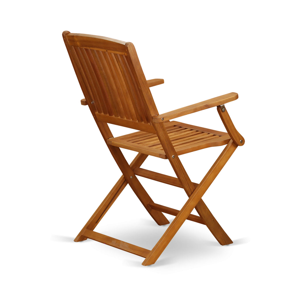 East West Furniture DECM5CANA 5 Piece Patio Dining Set Includes a Rectangle Outdoor Acacia Wood Table and 4 Folding Arm Chairs