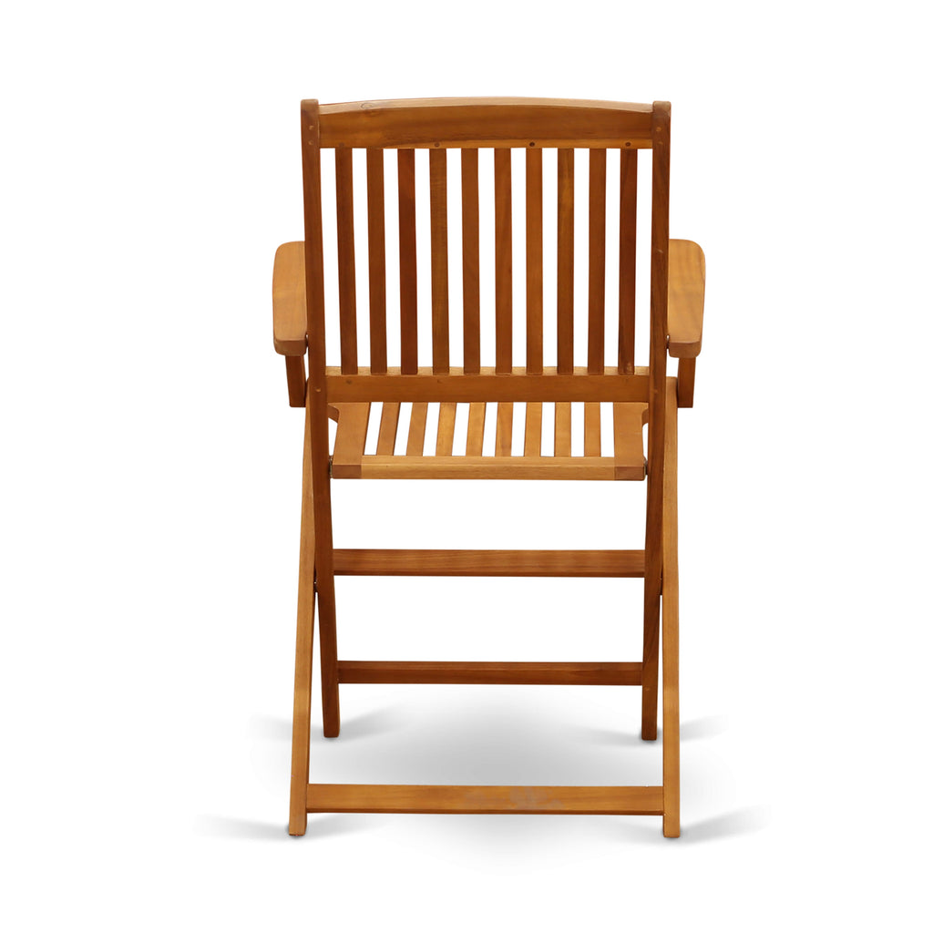 East West Furniture DECM5CANA 5 Piece Patio Dining Set Includes a Rectangle Outdoor Acacia Wood Table and 4 Folding Arm Chairs
