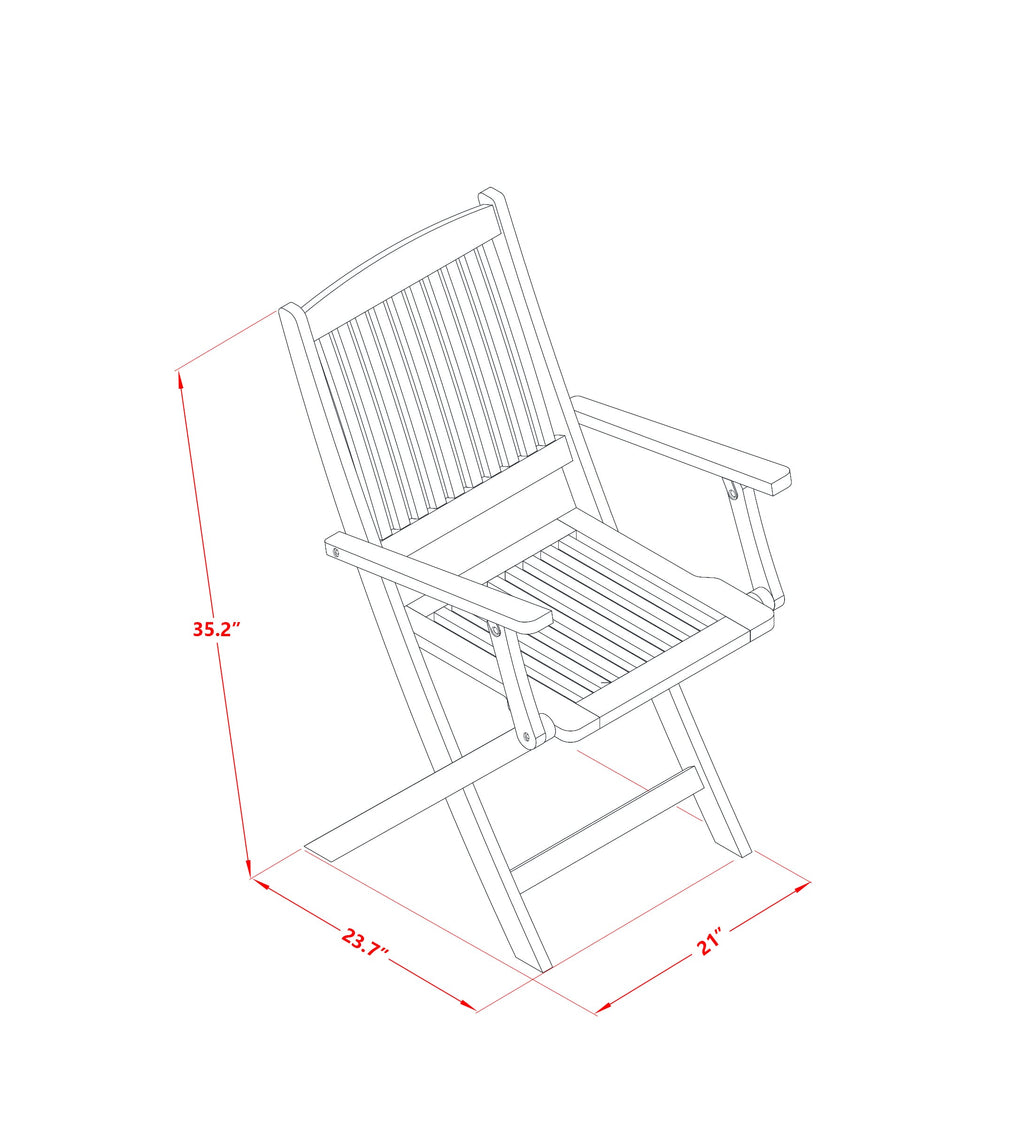 East West Furniture DECM52CANA 5 Piece Patio Bistro Dining Set Includes a Rectangle Outdoor Acacia Wood Table and 2 Folding Arm Chairs with 2 Side Chairs