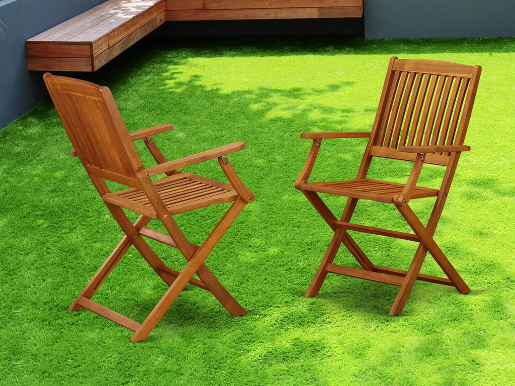 East West Furniture DECM5CANA 5 Piece Patio Dining Set Includes a Rectangle Outdoor Acacia Wood Table and 4 Folding Arm Chairs