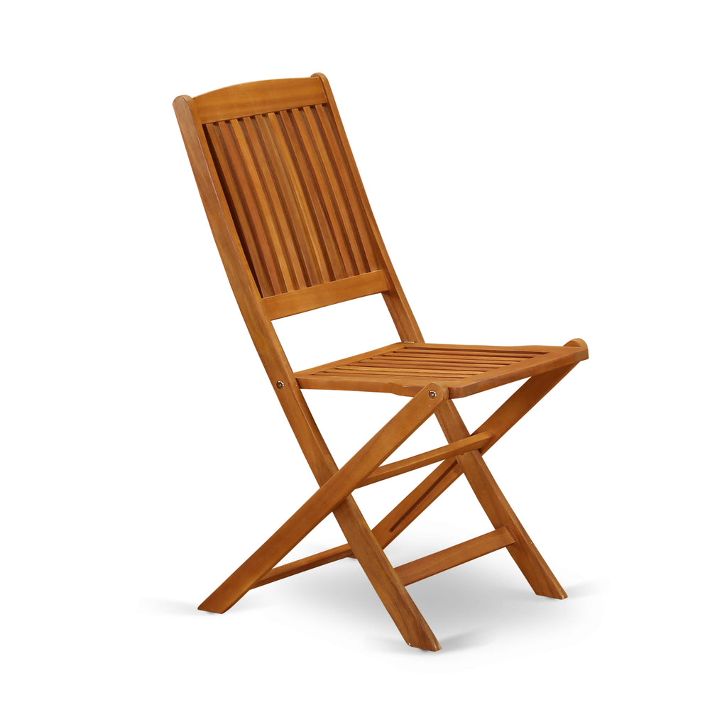 East West Furniture DECM5CWNA 5 Piece Outdoor Patio Dining Sets Includes a Rectangle Acacia Wood Table and 4 Folding Side Chairs