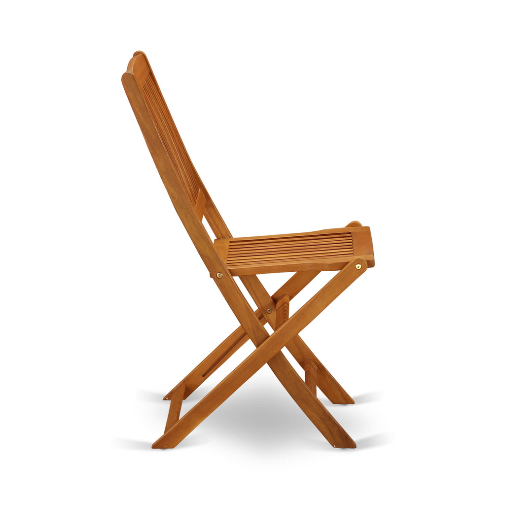 East West Furniture DECM5CWNA 5 Piece Outdoor Patio Dining Sets Includes a Rectangle Acacia Wood Table and 4 Folding Side Chairs