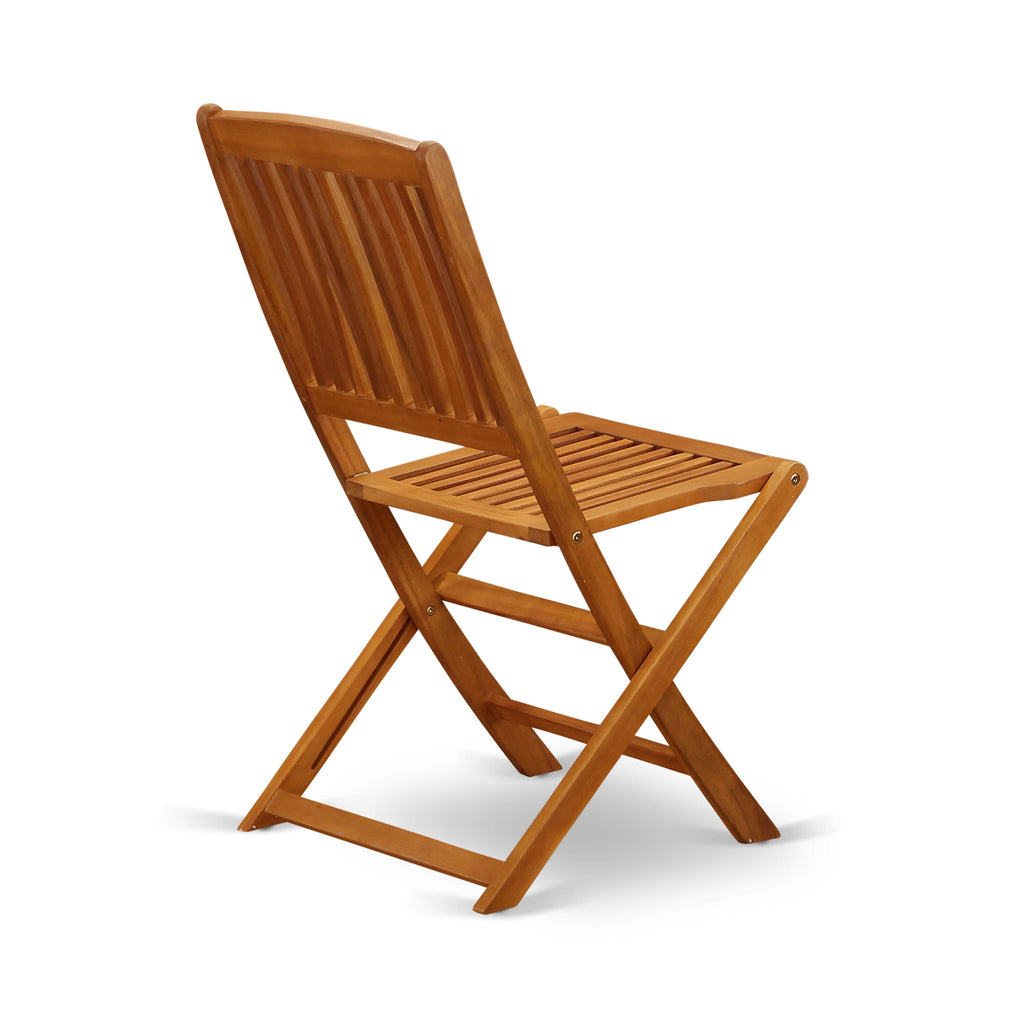 East West Furniture DECM5CWNA 5 Piece Outdoor Patio Dining Sets Includes a Rectangle Acacia Wood Table and 4 Folding Side Chairs