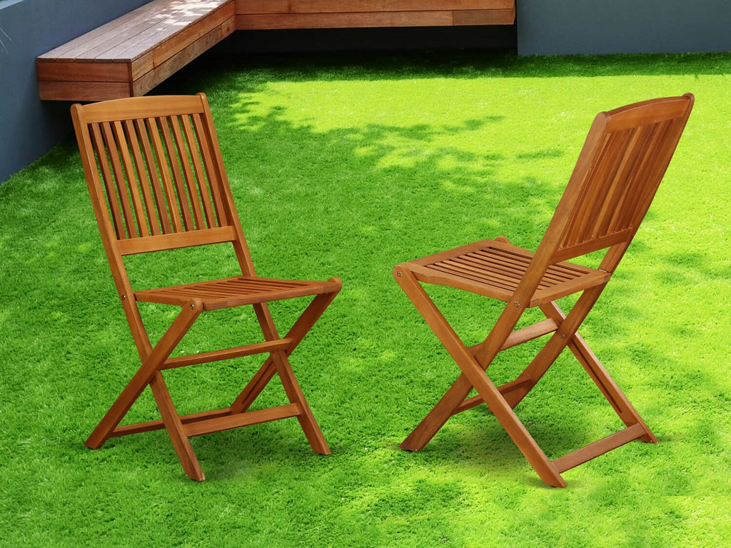 East West Furniture DECM5CWNA 5 Piece Outdoor Patio Dining Sets Includes a Rectangle Acacia Wood Table and 4 Folding Side Chairs