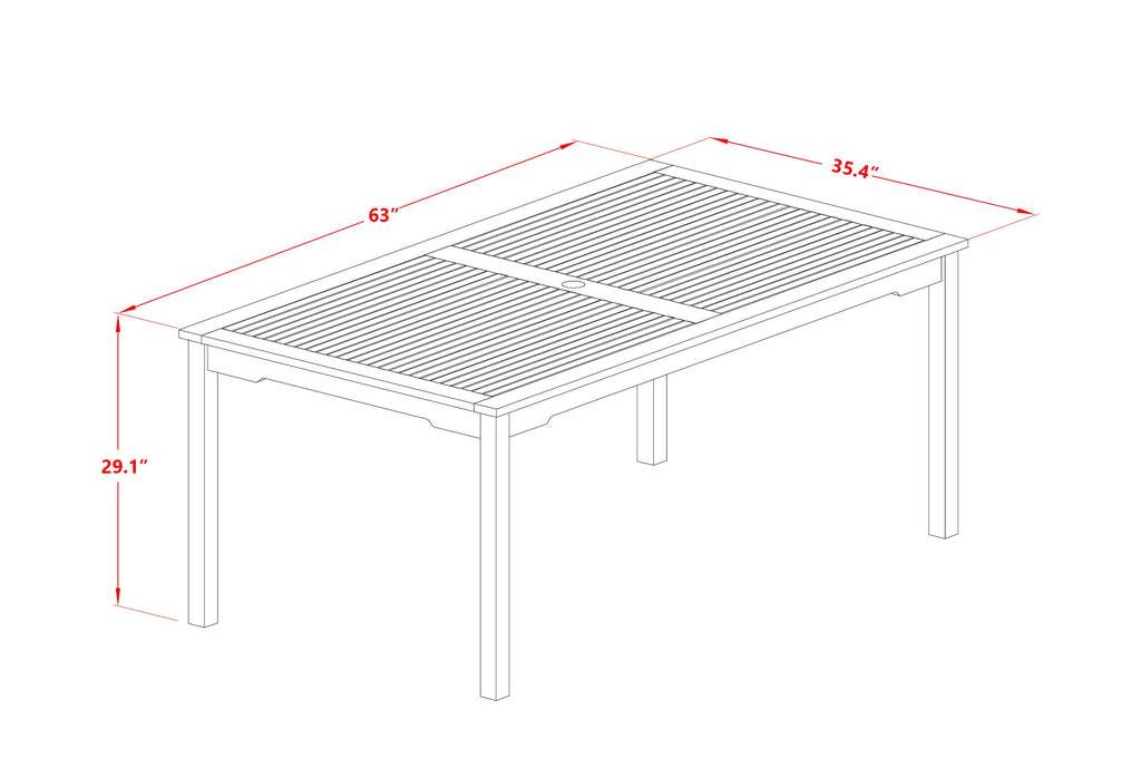 East West Furniture BCMTRNA Cameron Outdoor Dining Table - a Rectangle Acacia Wood Table