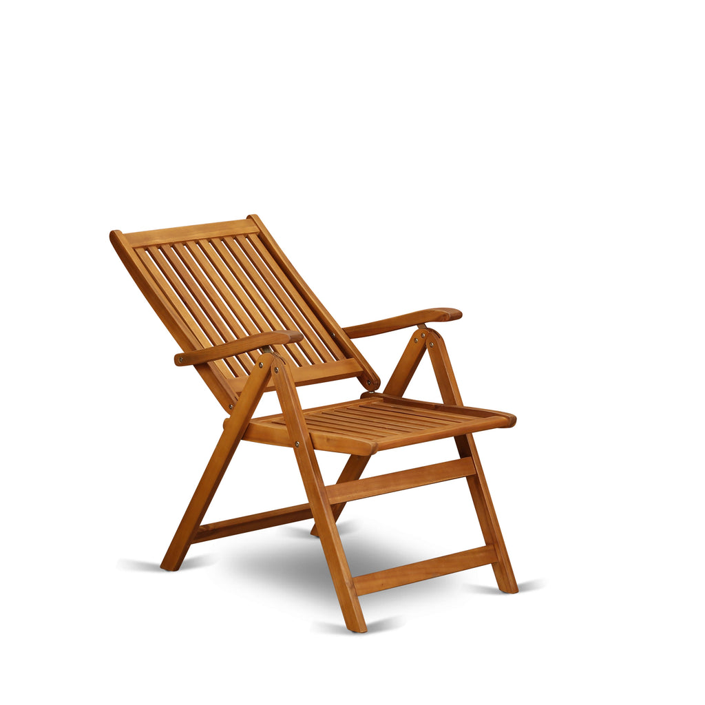 East West Furniture BCNC5NA Celina Outdoor Dining Adjustable Arm Chairs - Acacia Wood