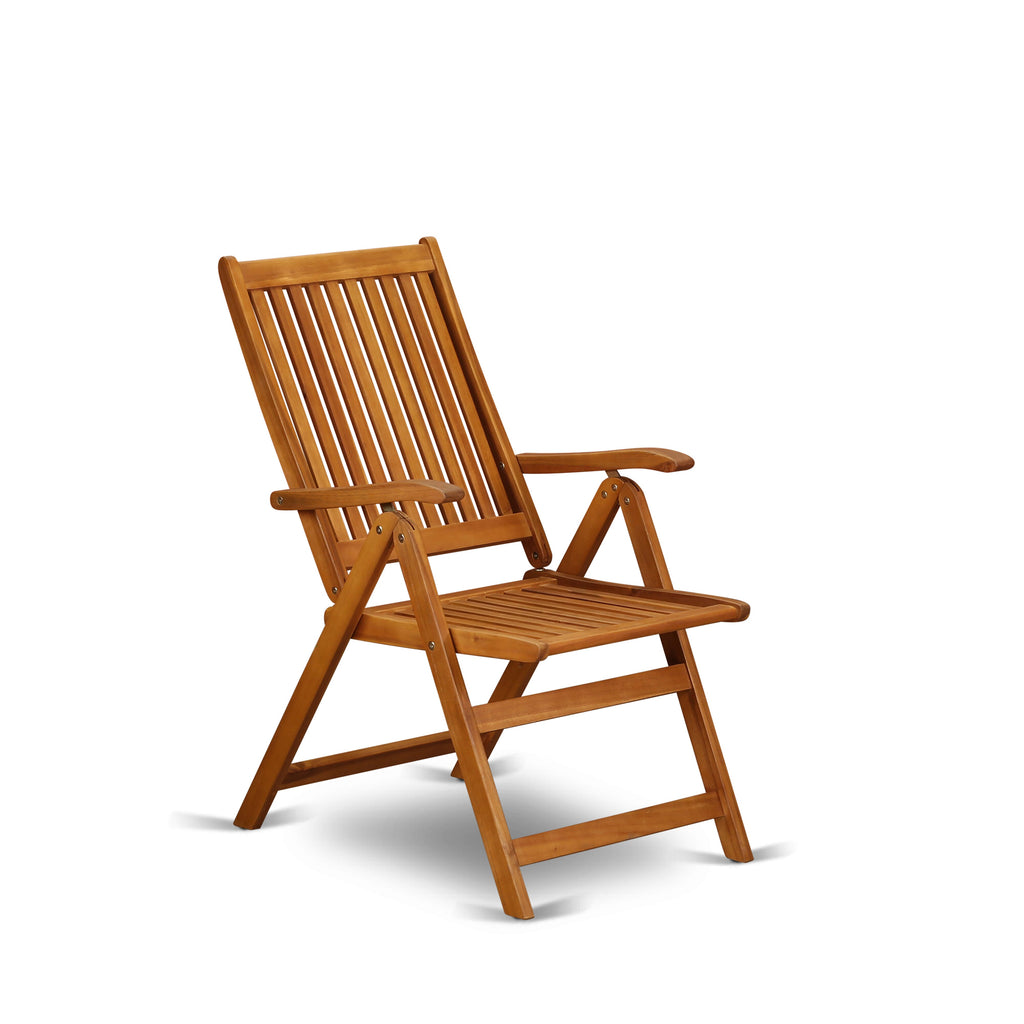 East West Furniture DECN5C5NA 5 Piece Outdoor Patio Dining Sets Includes a Rectangle Acacia Wood Table and 4 Folding Adjustable Arm Chairs