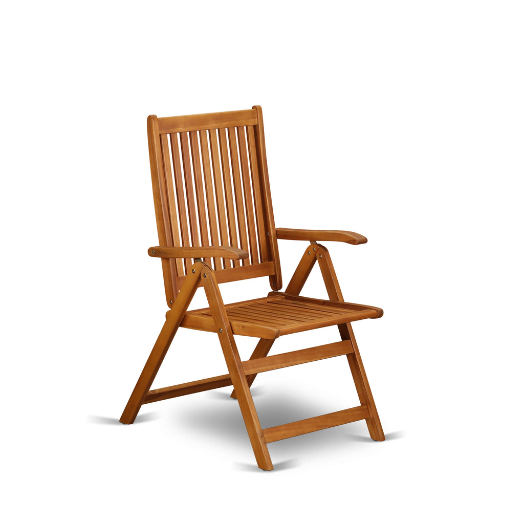 East West Furniture DECN5C5NA 5 Piece Outdoor Patio Dining Sets Includes a Rectangle Acacia Wood Table and 4 Folding Adjustable Arm Chairs