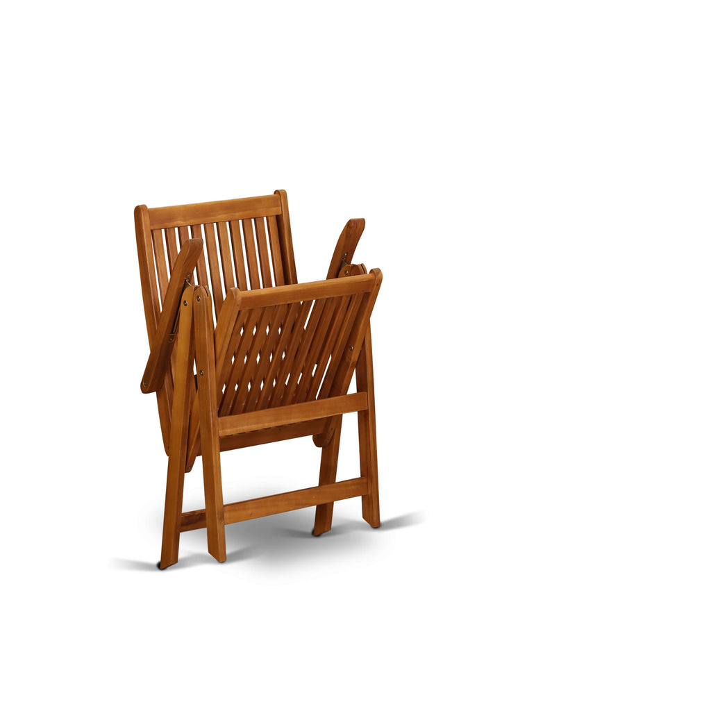East West Furniture DECN5C5NA 5 Piece Outdoor Patio Dining Sets Includes a Rectangle Acacia Wood Table and 4 Folding Adjustable Arm Chairs