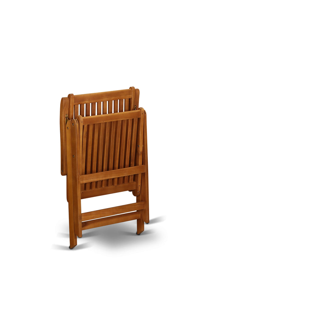 East West Furniture DECN5C5NA 5 Piece Outdoor Patio Dining Sets Includes a Rectangle Acacia Wood Table and 4 Folding Adjustable Arm Chairs