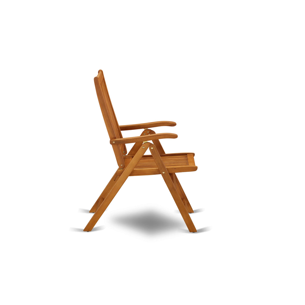 East West Furniture DECN5C5NA 5 Piece Outdoor Patio Dining Sets Includes a Rectangle Acacia Wood Table and 4 Folding Adjustable Arm Chairs