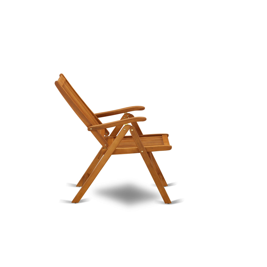 East West Furniture DECN5C5NA 5 Piece Outdoor Patio Dining Sets Includes a Rectangle Acacia Wood Table and 4 Folding Adjustable Arm Chairs