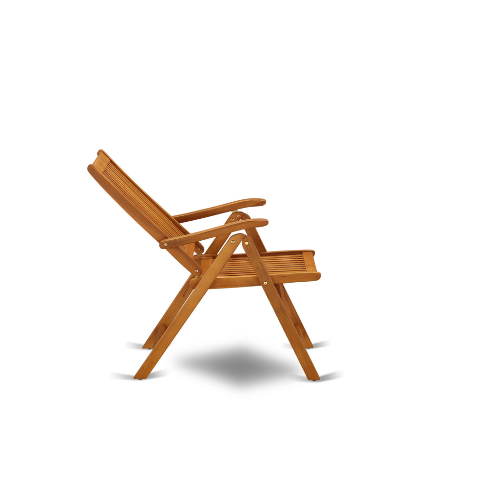 East West Furniture DECN5C5NA 5 Piece Outdoor Patio Dining Sets Includes a Rectangle Acacia Wood Table and 4 Folding Adjustable Arm Chairs