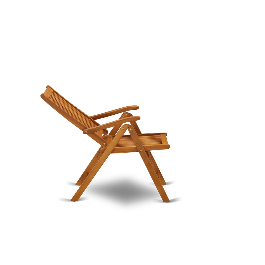 East West Furniture DECN5C5NA 5 Piece Outdoor Patio Dining Sets Includes a Rectangle Acacia Wood Table and 4 Folding Adjustable Arm Chairs