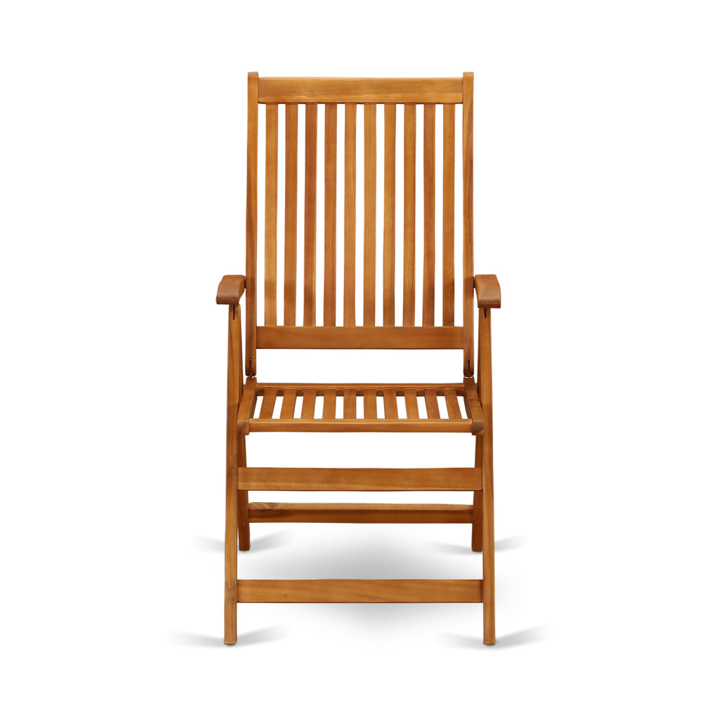 East West Furniture DECN5C5NA 5 Piece Outdoor Patio Dining Sets Includes a Rectangle Acacia Wood Table and 4 Folding Adjustable Arm Chairs