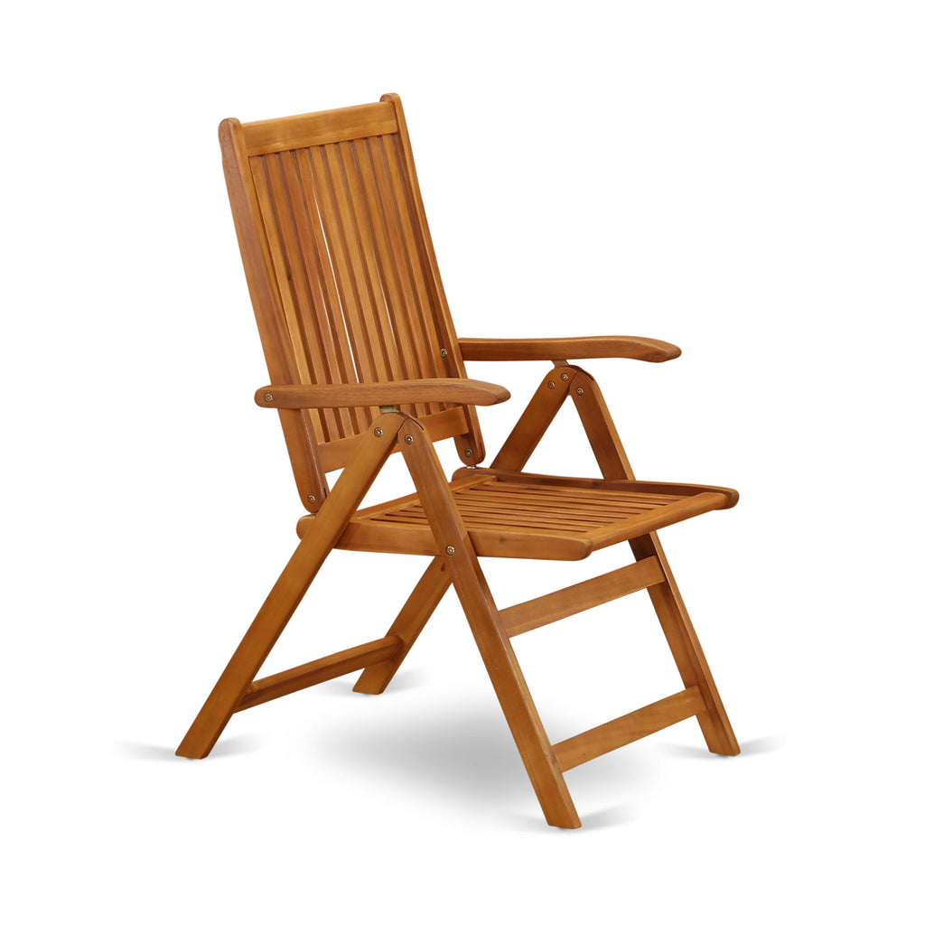 East West Furniture BCNC5NA Celina Outdoor Dining Adjustable Arm Chairs - Acacia Wood
