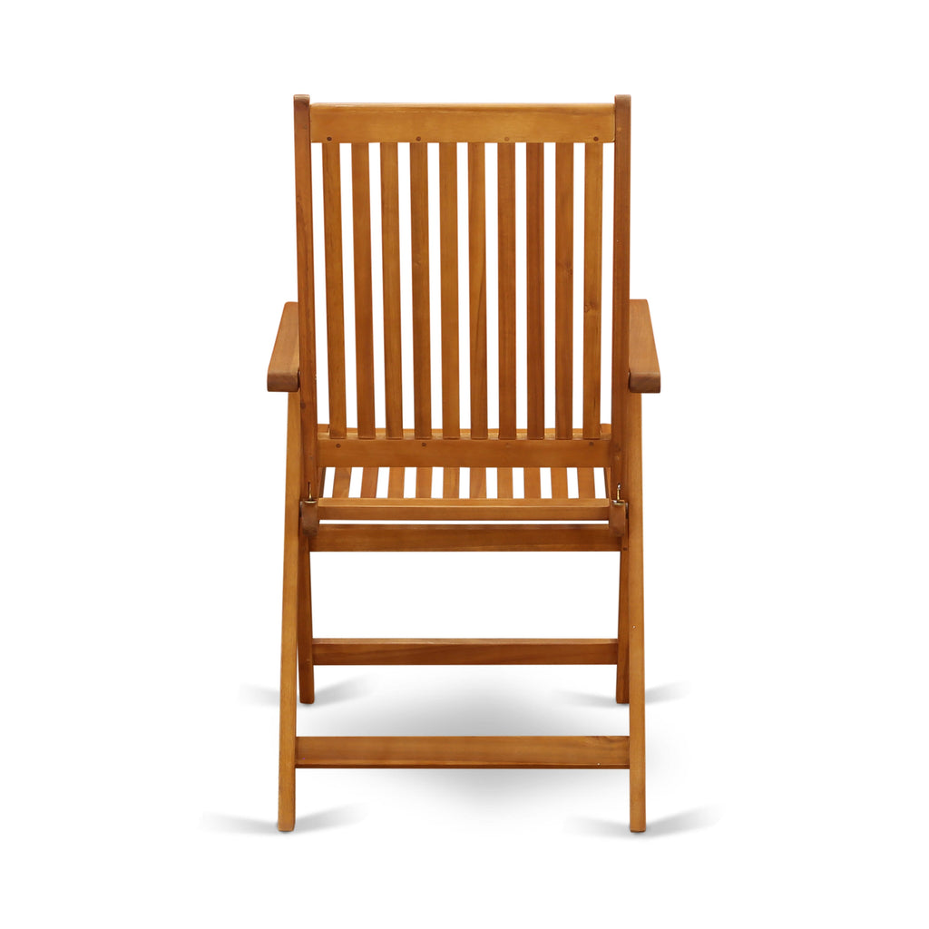 East West Furniture BCNC5NA Celina Outdoor Dining Adjustable Arm Chairs - Acacia Wood
