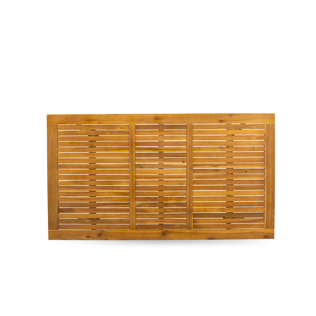 East West Furniture DEBS92CANA 9 Piece Outdoor Patio Dining Sets Includes a Rectangle Acacia Wood Table and 2 Folding Arm Chairs with 6 Side Chairs