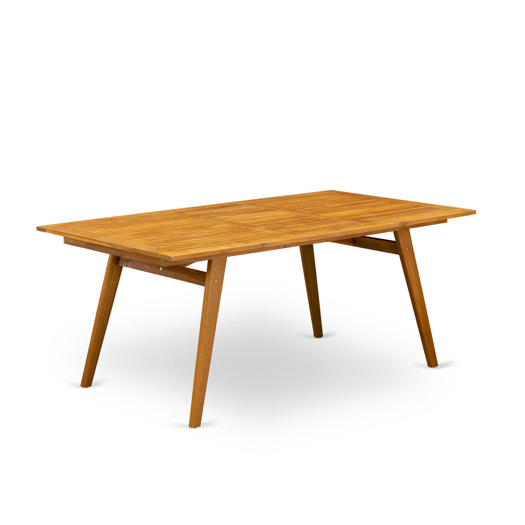 East West Furniture DEBS92CANA 9 Piece Outdoor Patio Dining Sets Includes a Rectangle Acacia Wood Table and 2 Folding Arm Chairs with 6 Side Chairs