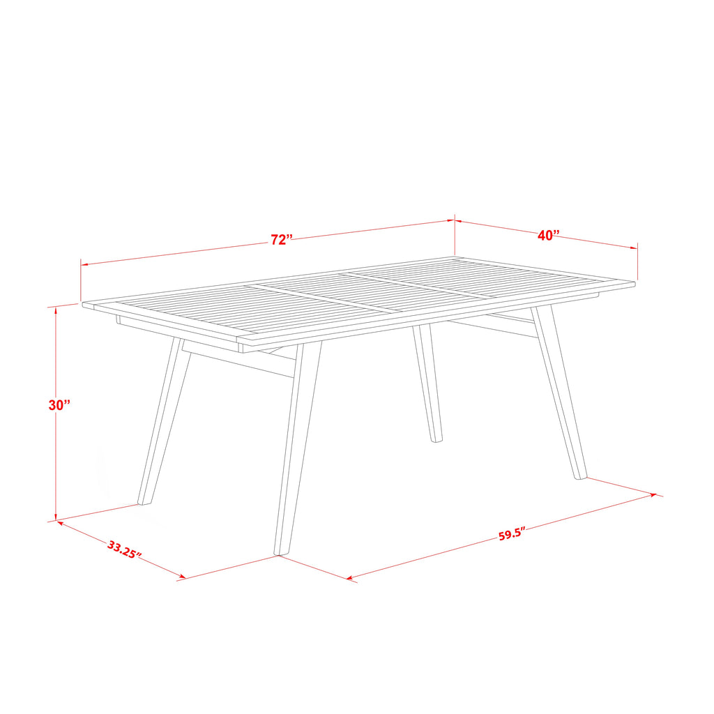 East West Furniture DEBS7CANA 7 Piece Patio Dining Set Consist of a Rectangle Outdoor Acacia Wood Table and 6 Folding Arm Chairs