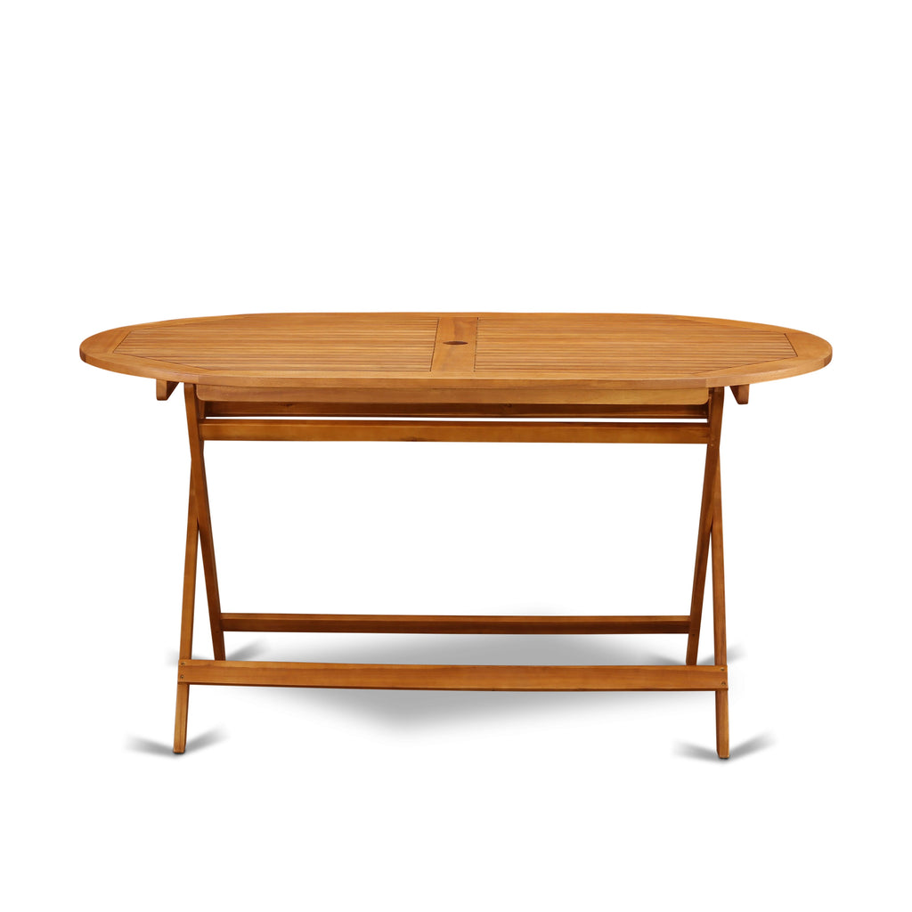 East West Furniture BDITFNA Diboll Outdoor Dining Bistro Table - an Oval Acacia Wood Table