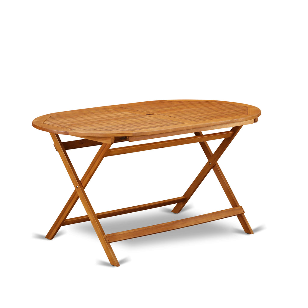 East West Furniture BDITFNA Diboll Outdoor Dining Bistro Table - an Oval Acacia Wood Table