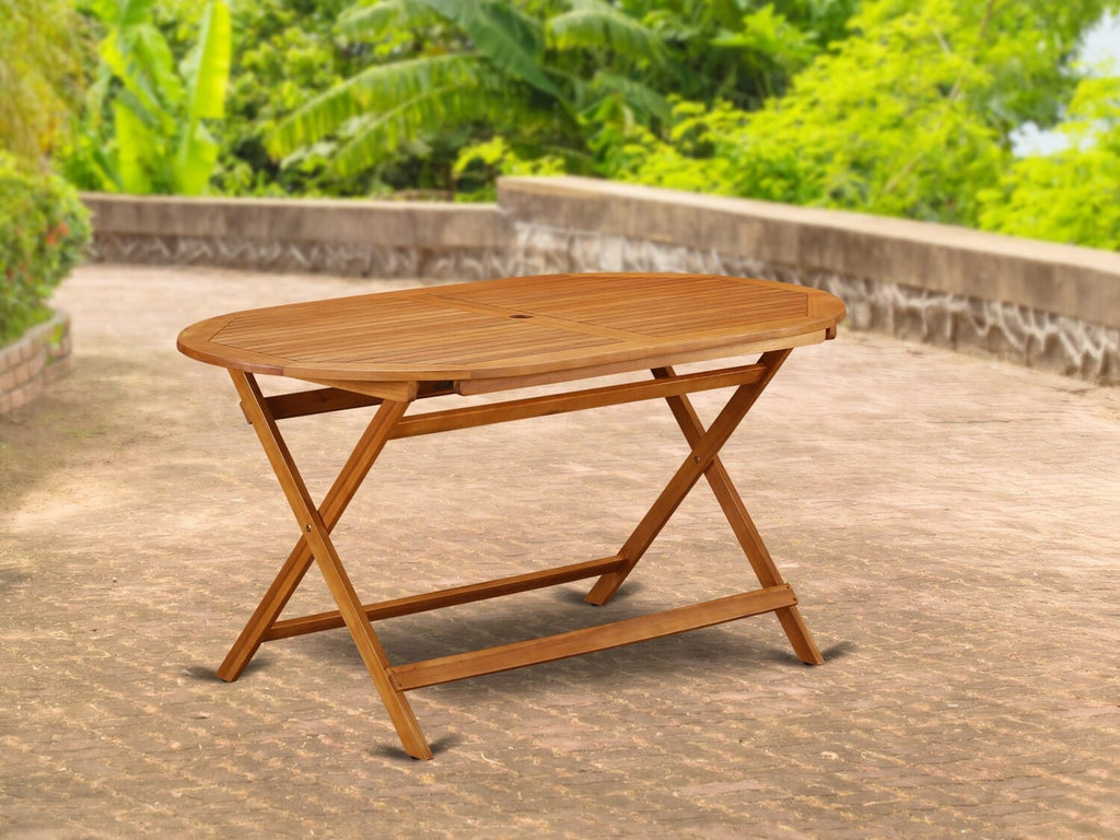 East West Furniture BDITFNA Diboll Outdoor Dining Bistro Table - an Oval Acacia Wood Table