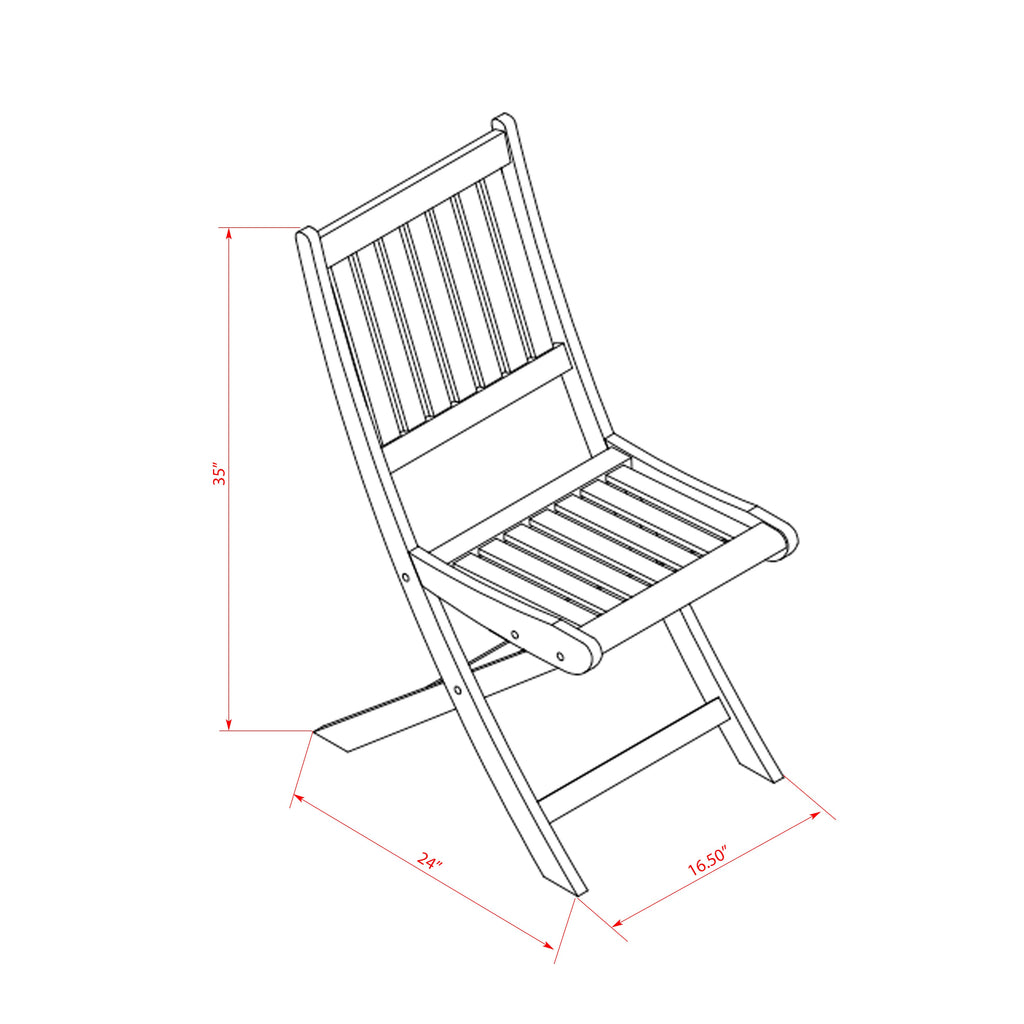 East West Furniture BDKCWNA Dickinson Foldable Patio Dining Chairs - Acacia Wood