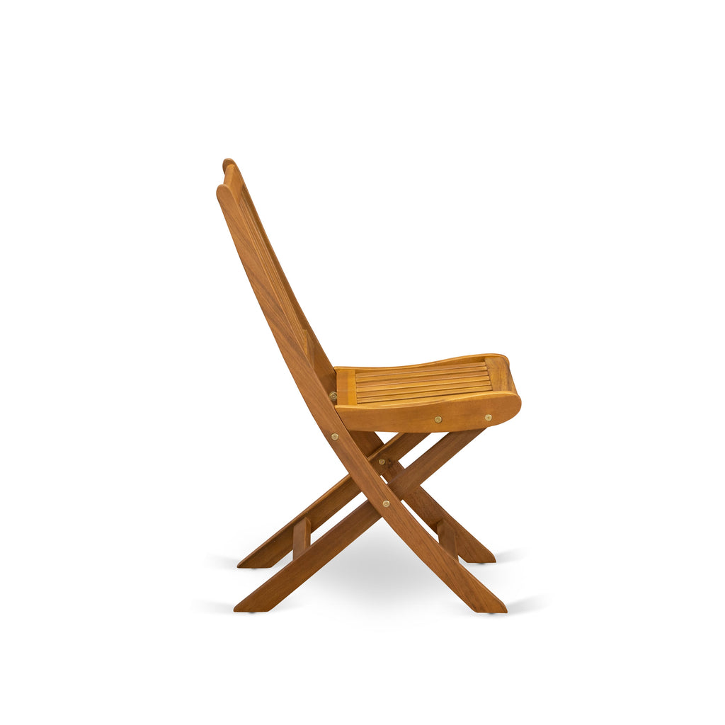 East West Furniture DEDK9CWNA 9 Piece Outdoor Patio Dining Sets Includes a Rectangle Acacia Wood Table and 8 Folding Side Chairs