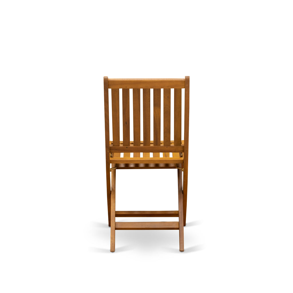 East West Furniture DEDK7CWNA 7 Piece Outdoor Patio Dining Sets Consist of a Rectangle Acacia Wood Table and 6 Folding Side Chairs
