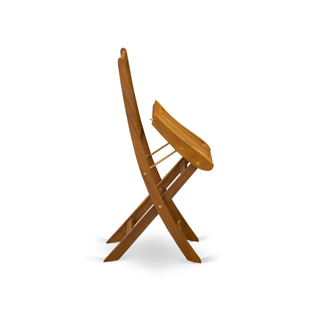 East West Furniture BDKCWNA Dickinson Foldable Patio Dining Chairs - Acacia Wood