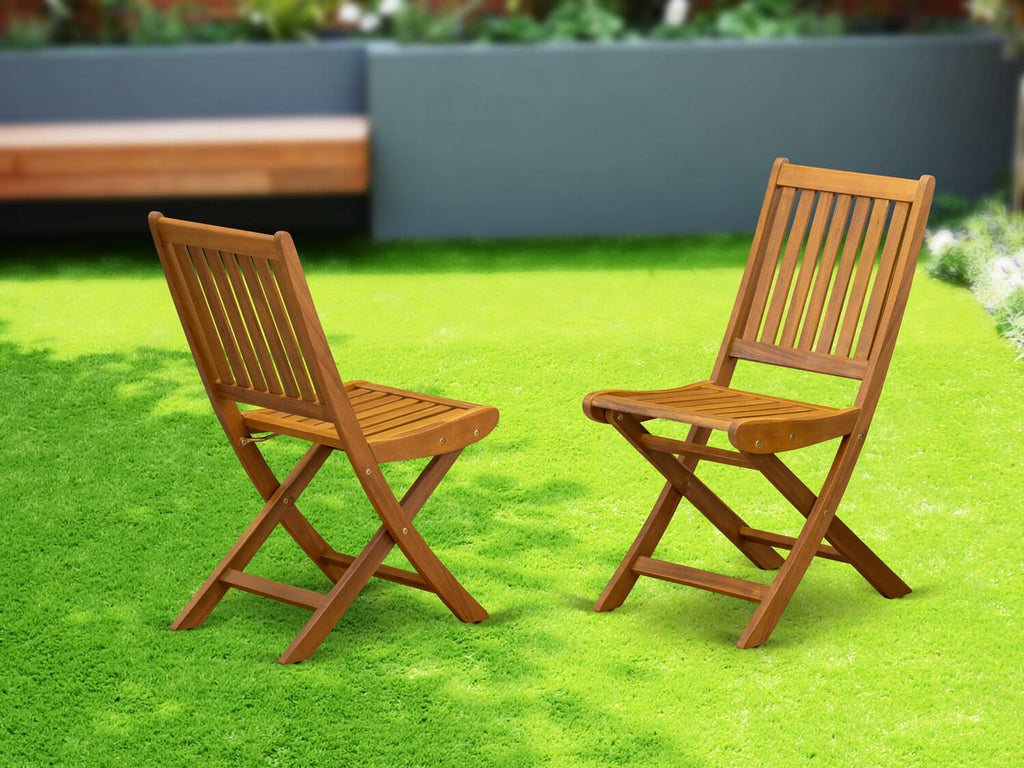East West Furniture BDKCWNA Dickinson Foldable Patio Dining Chairs - Acacia Wood