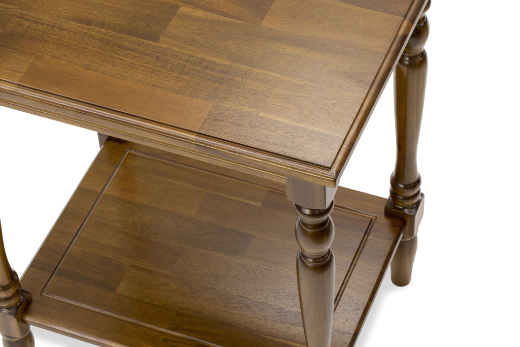 East West Furniture BF-08-ET End Table with Open Storage Shelf - Night Stand for Small Spaces, Stable and Sturdy Constructed - Antique Walnut Finish