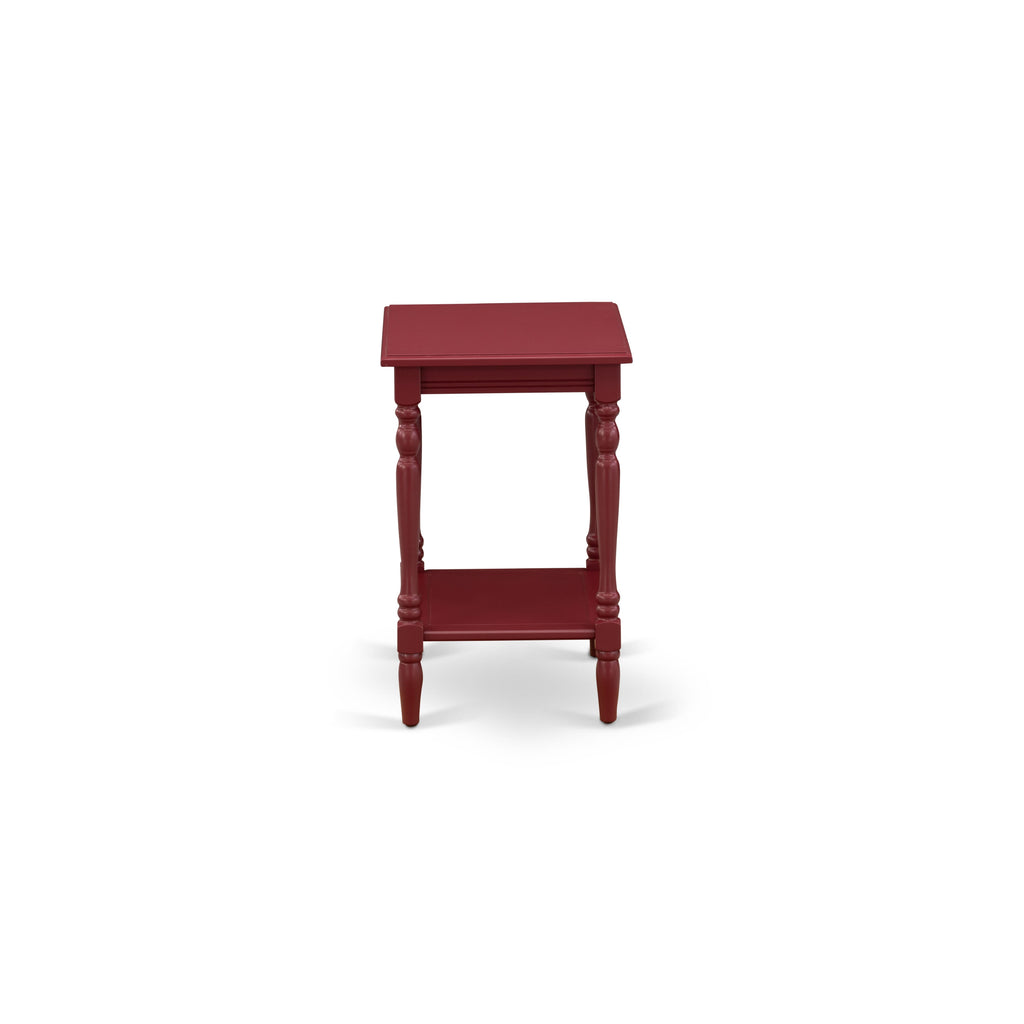 East West Furniture BF-13-ET Modern End Table with Open Storage Shelf - Wood Nightstand for Small Spaces, Stable and Sturdy Constructed - Burgundy Finish