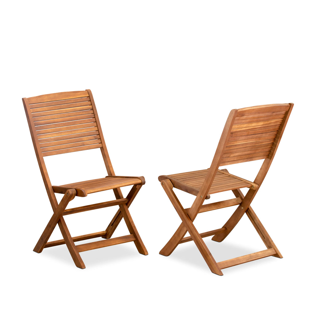 East West Furniture DEFM5CWNA 5 Piece Outdoor Patio Dining SetsIncludes a Rectangle Acacia wood Table and 4 Folding Side Chairs, 40x72 Inch, Natural Oil