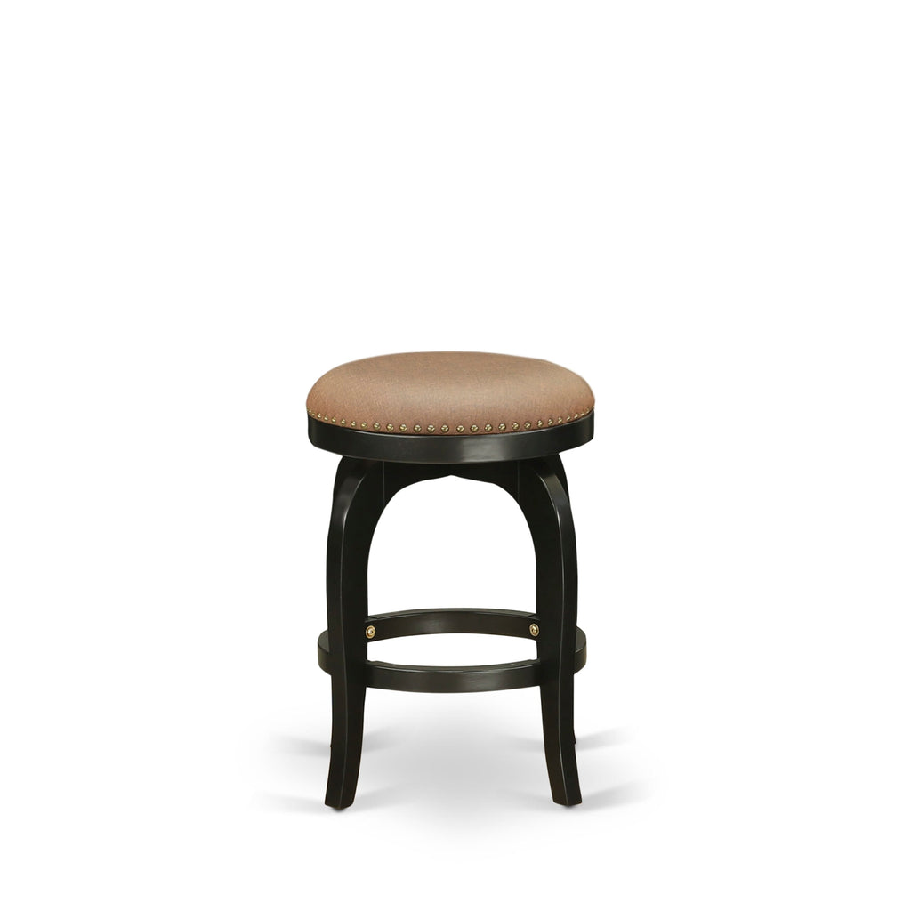 East West Furniture SB024-15277 Bedford Counter Height Barstool - Round Shape Brown Roast PU Leather Upholstered Backless Chairs