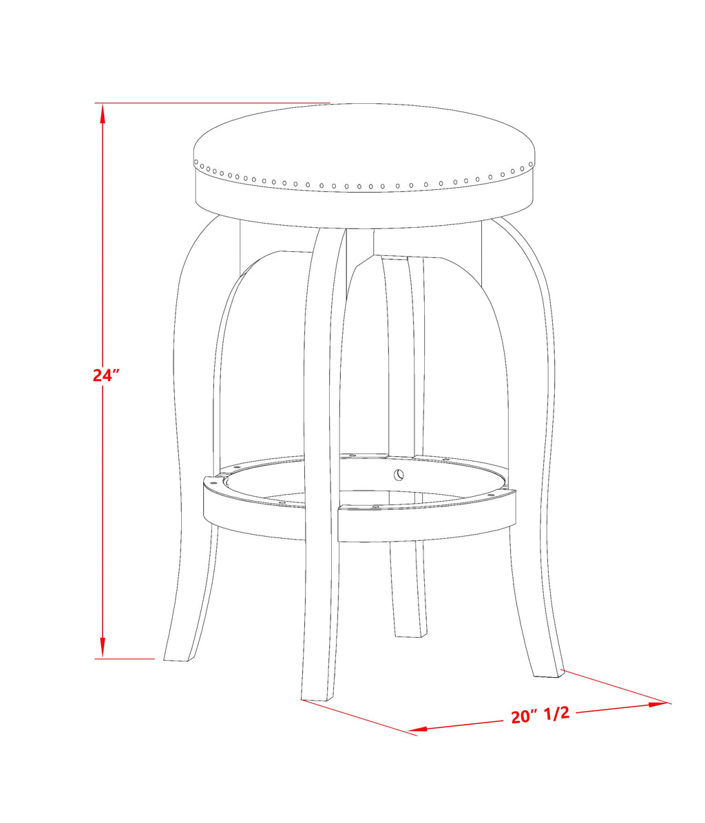 East West Furniture SB024-24347 Bedford Counter-Height Bar Stool - Round Shape Sandalwood PU Leather Upholstered Pub Height Backless Chairs