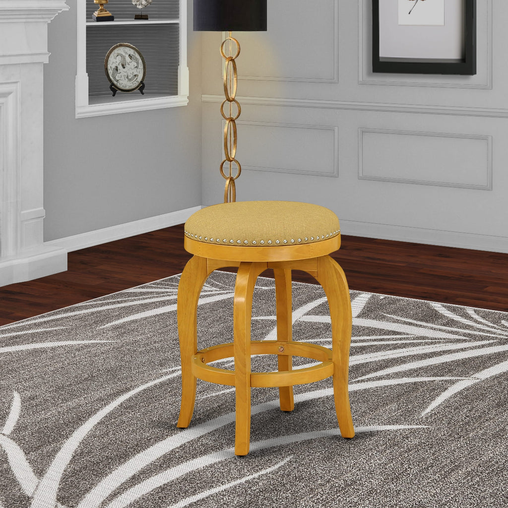East West Furniture SB024-76446 Bedford Counter Height Stool - Round Shape Vegas Gold PU Leather Upholstered Kitchen Counter Backless Chairs