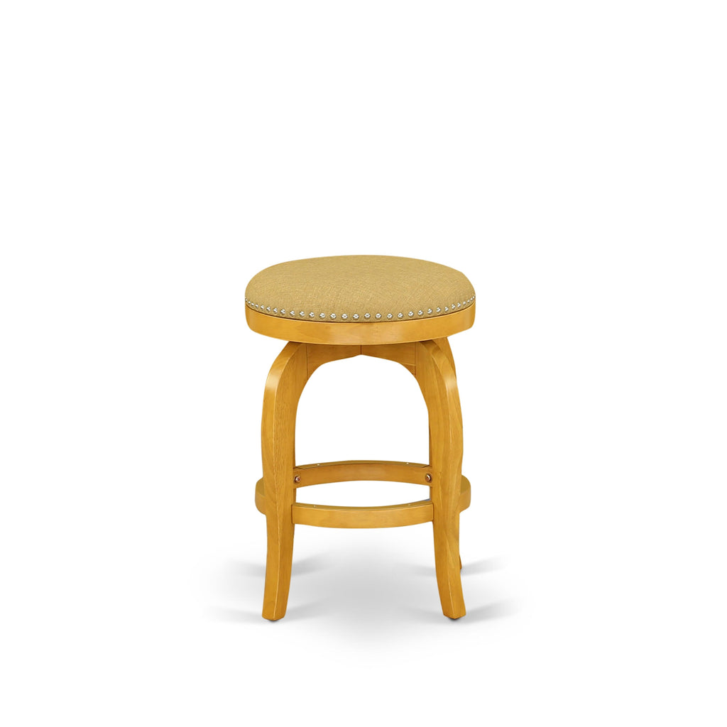 East West Furniture SB024-76446 Bedford Counter Height Stool - Round Shape Vegas Gold PU Leather Upholstered Kitchen Counter Backless Chairs