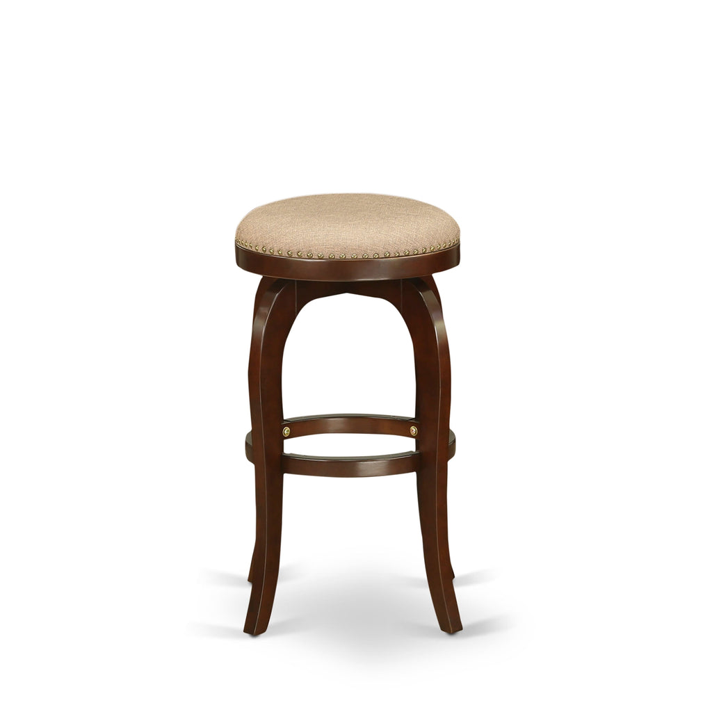 East West Furniture SB030-41854 Bedford Counter Height Stool - Round Shape Mocha PU Leather Upholstered Pub Height Backless Chairs