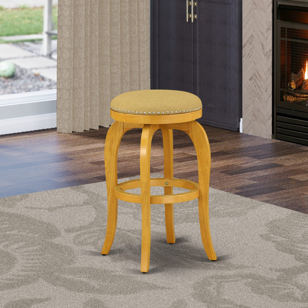 East West Furniture SB030-62012 Bedford Counter Height Barstool - Round Shape Vegas Gold PU Leather Upholstered Backless Chairs