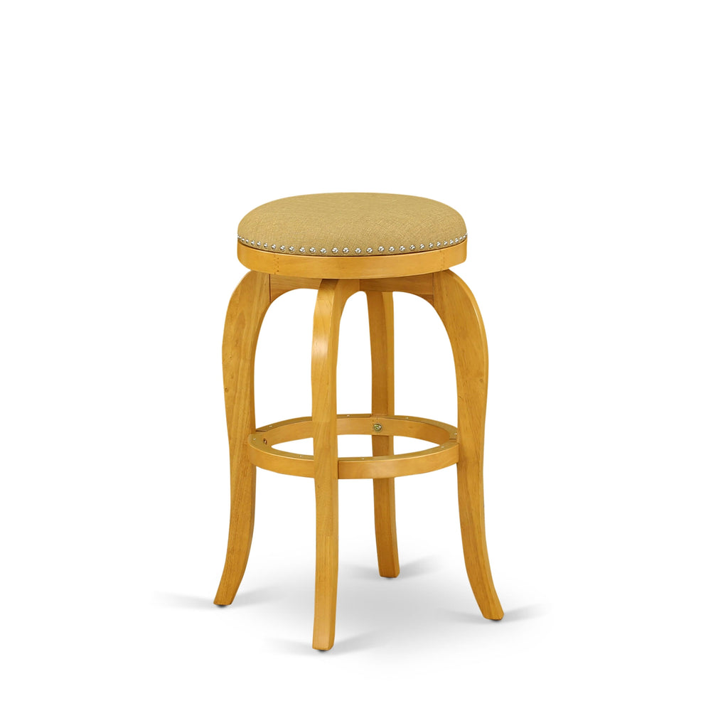 East West Furniture SB030-62012 Bedford Counter Height Barstool - Round Shape Vegas Gold PU Leather Upholstered Backless Chairs