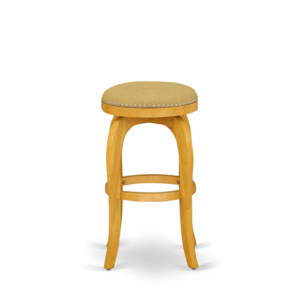 East West Furniture SB030-62012 Bedford Counter Height Barstool - Round Shape Vegas Gold PU Leather Upholstered Backless Chairs