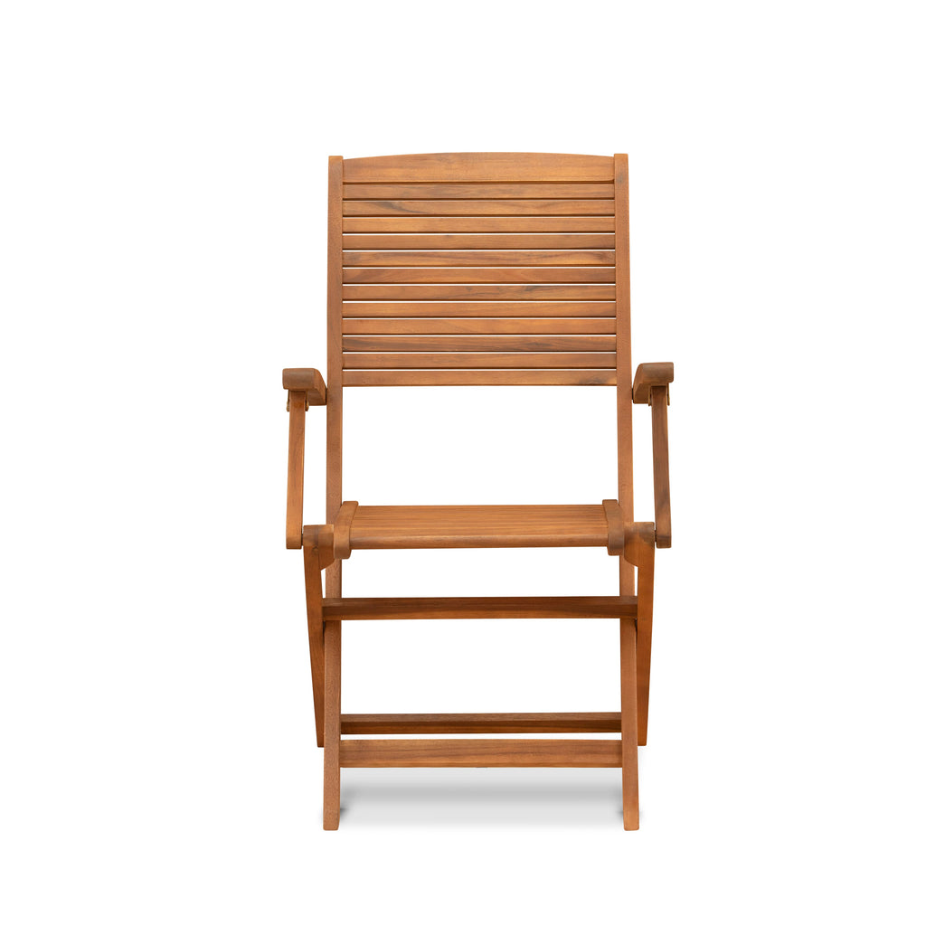 East West Furniture DEHD5CANA 5 Piece Patio Garden Table Set Includes a Rectangle Outdoor Acacia wood Dining Table and 4 Folding Arm Chairs, 40x72 Inch, Natural Oil