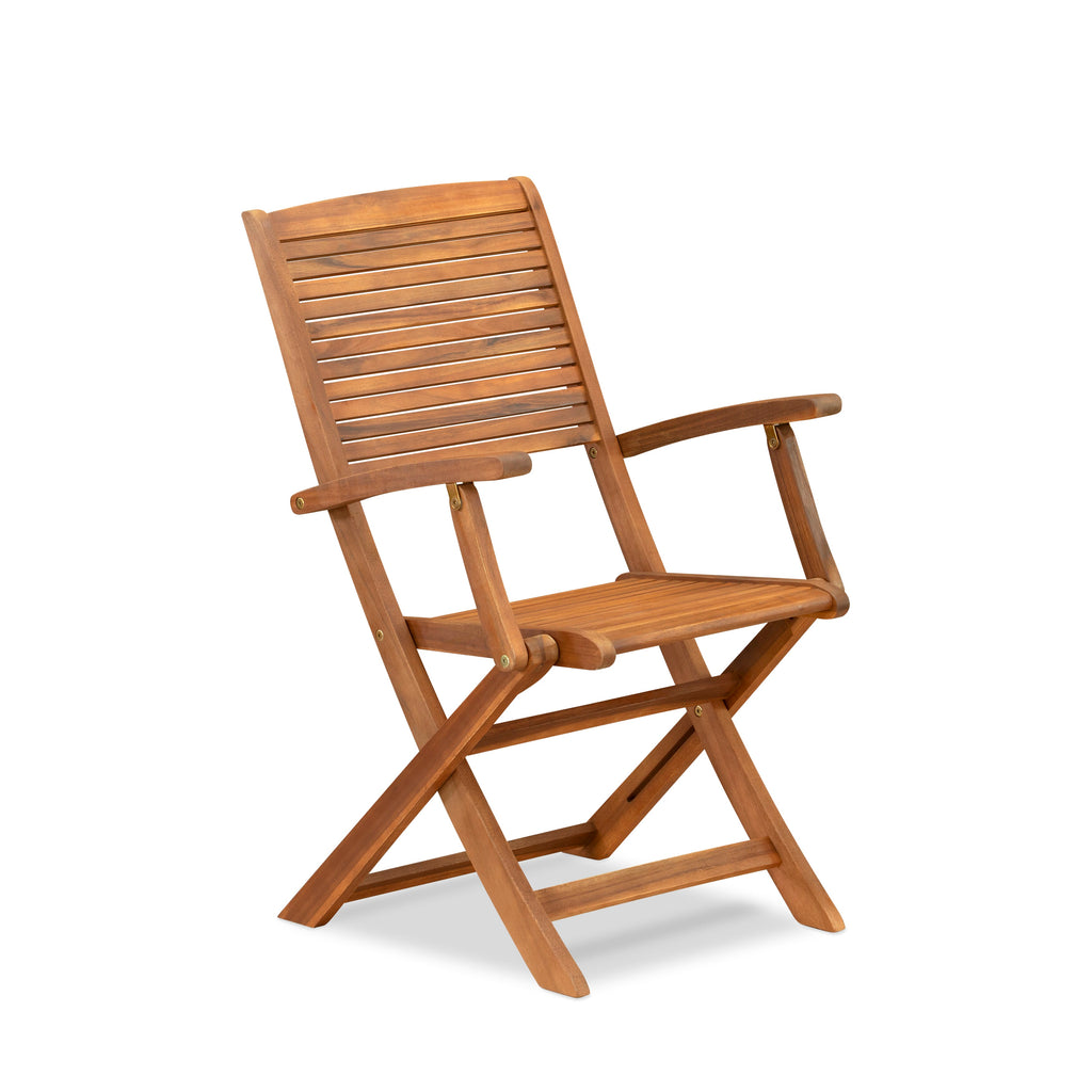 East West Furniture DEHD5CANA 5 Piece Patio Garden Table Set Includes a Rectangle Outdoor Acacia wood Dining Table and 4 Folding Arm Chairs, 40x72 Inch, Natural Oil
