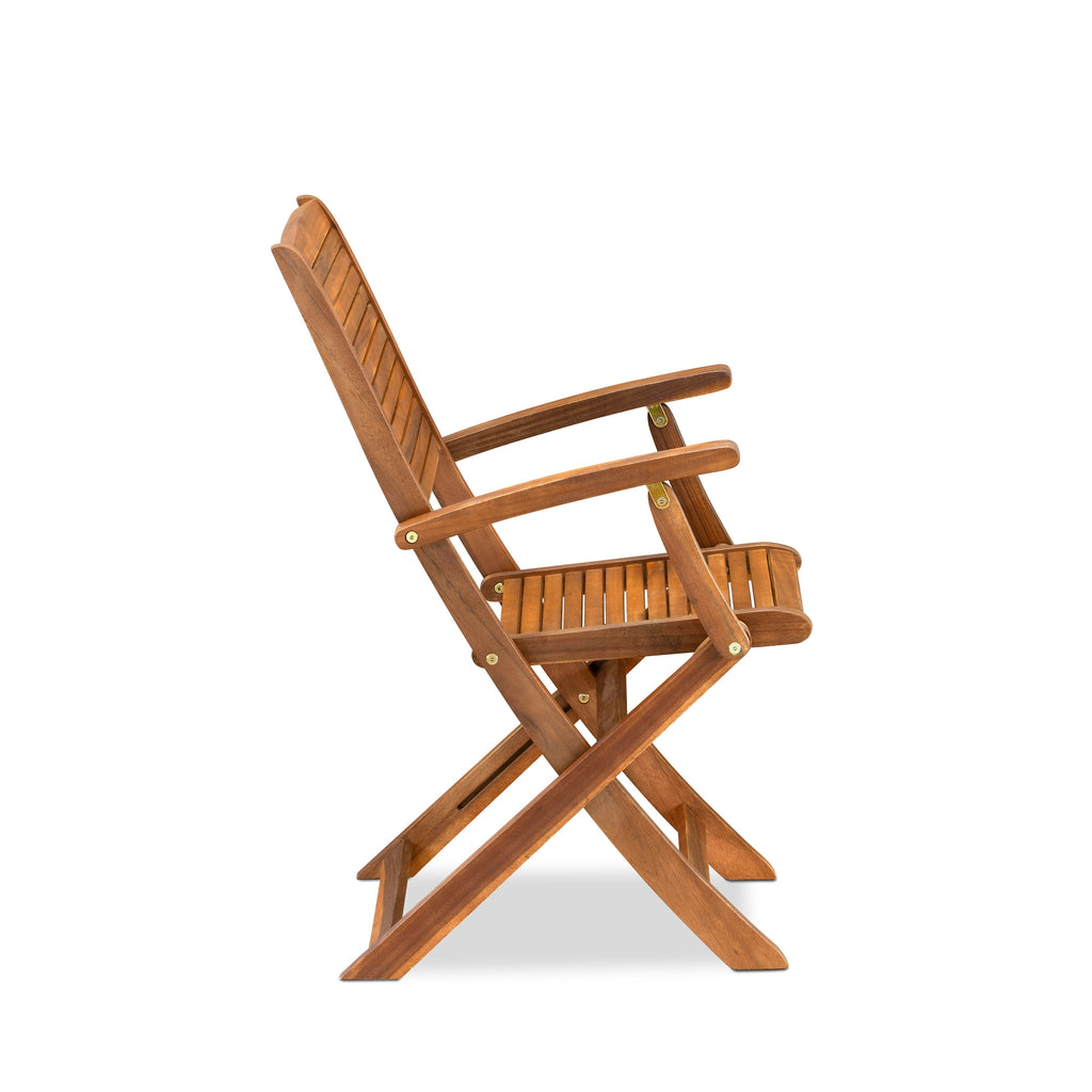 East West Furniture DEHD5CANA 5 Piece Patio Garden Table Set Includes a Rectangle Outdoor Acacia wood Dining Table and 4 Folding Arm Chairs, 40x72 Inch, Natural Oil