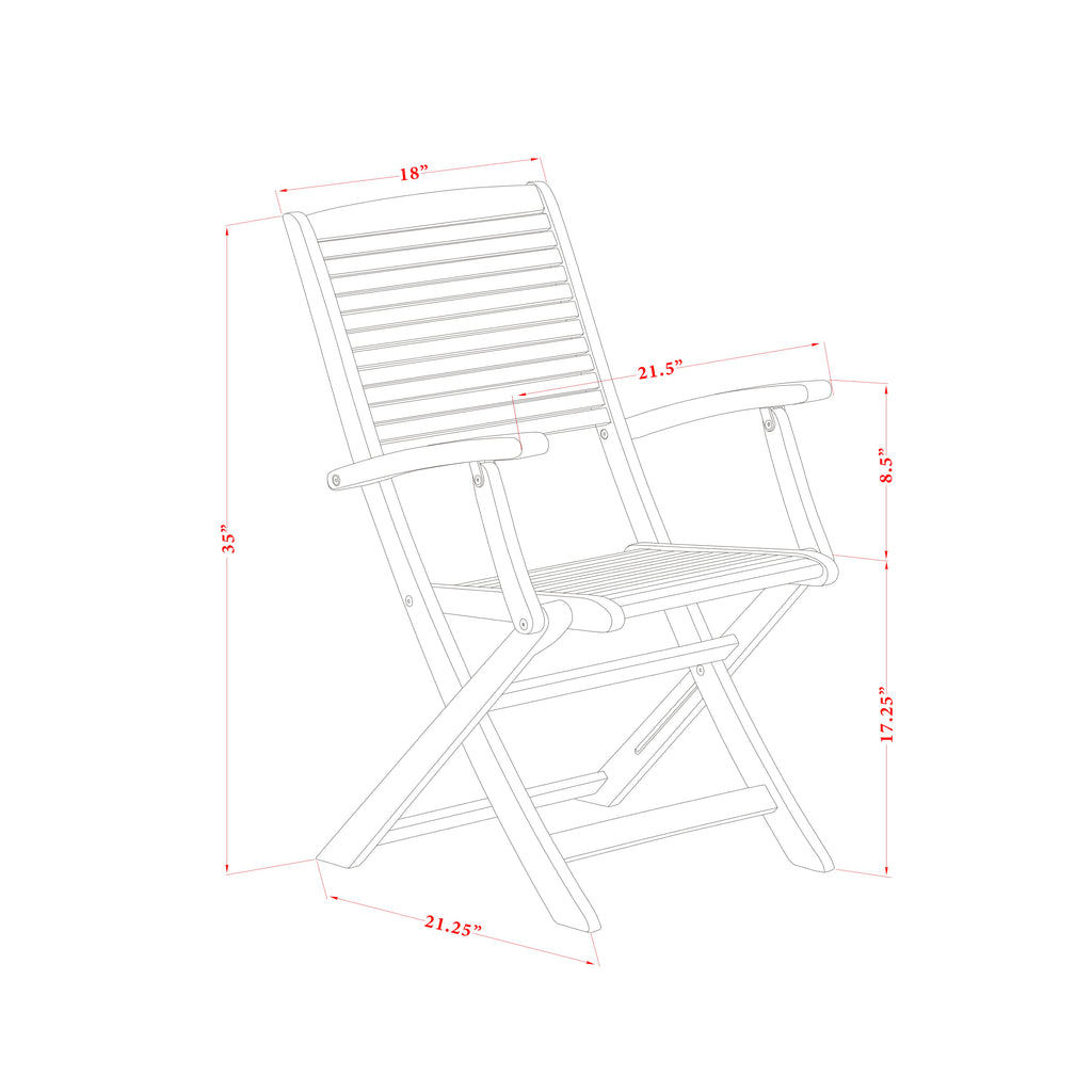 East West Furniture DEHD9CANA 9 Piece Outdoor Patio Dining Sets Contains a Rectangle Acacia wood Table and 8 Folding Arm Chairs, 40x72 Inch, Natural Oil