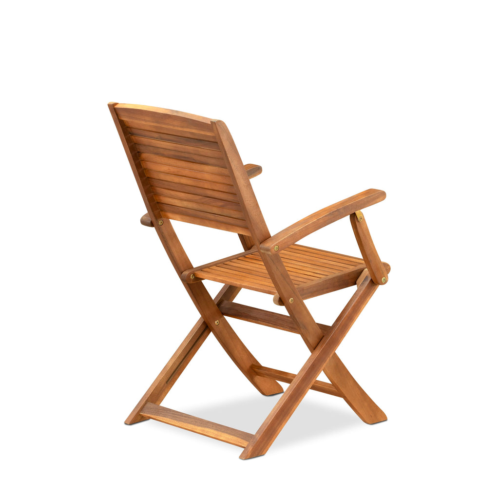 East West Furniture DEHD5CANA 5 Piece Patio Garden Table Set Includes a Rectangle Outdoor Acacia wood Dining Table and 4 Folding Arm Chairs, 40x72 Inch, Natural Oil